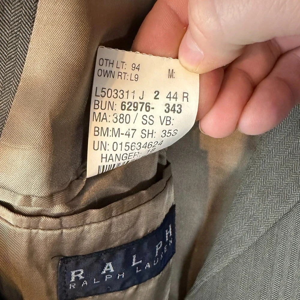 Ralph Ralph Lauren Blazer 44 Reg Mens Gray Wool Cashmere 2 Button Sport Coat